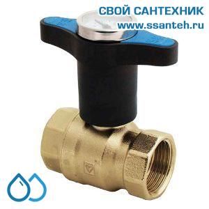 14681 HERZ 1220671 Кран шаровой синяя ручка с термометром, DN15, PN25, 0...+120°C, Kvs 17 м3/час, без покрытия